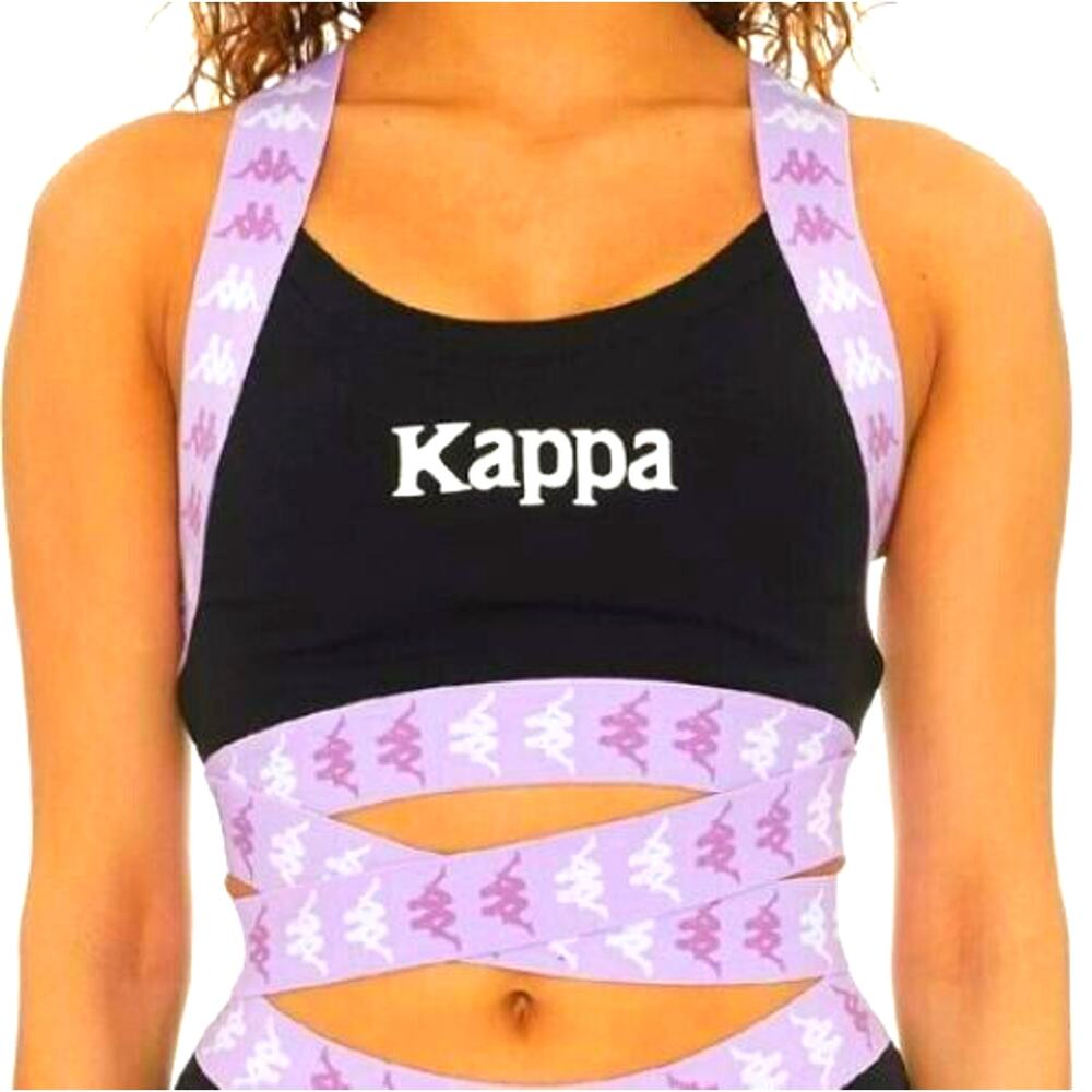 KAPPA NWT Women's Small Black Violet White 222 Banda Tibey Athletic Top 33151uw